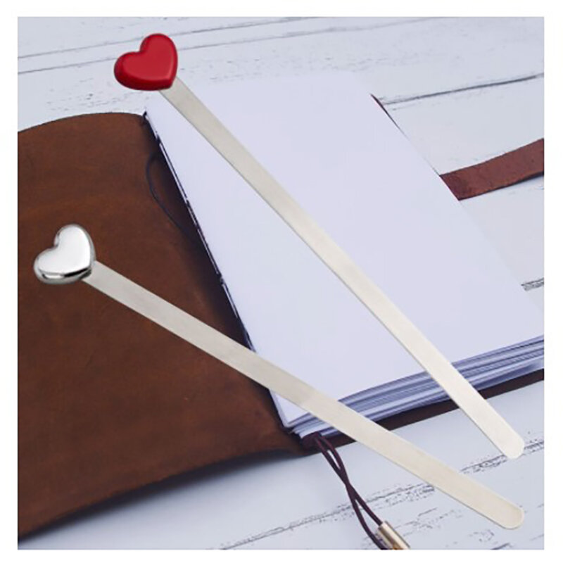De moda Simple rojo plata corazón de Metal de amor marcadores creativos de alta calidad marcador lectura asistente libro apoyo
