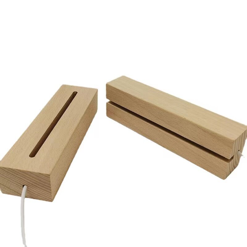 Wholesale 20PCS Rectangle Wooden Base Led Stand USB Powered for Acrylic Glass Night Light Lamps Resin Art Lighting Accessories