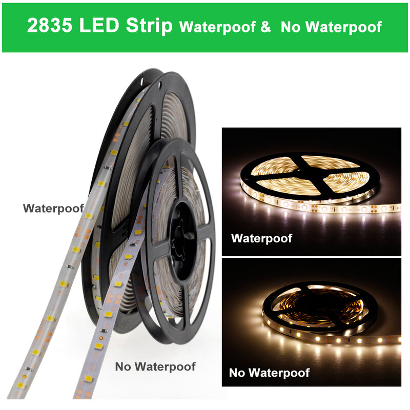 5M/300LED DC12V SMD 2835 LED Strip Light Waterproof 16.5ft RGB LED Strip Light Neon Ribbon Diode Tape for Home Decor