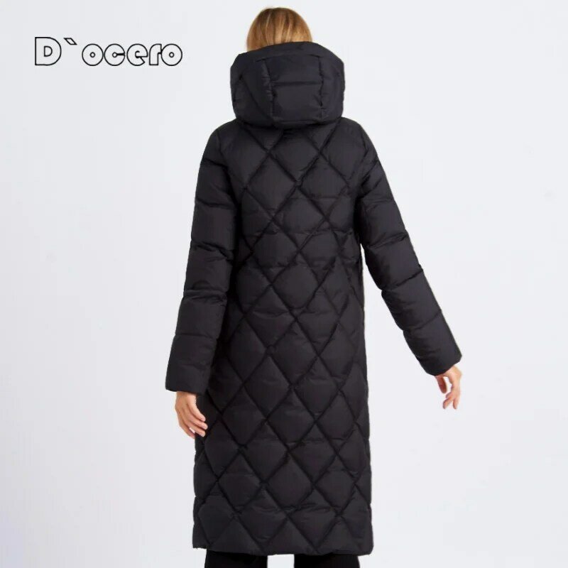 D'OCERO 2022ผู้หญิงฤดูหนาวลงเสื้อยาวสไตล์ผู้หญิง Parkas หนา Outerwear อุ่นผ้าฝ้ายผู้หญิง Quilted เสื้อโค้ท