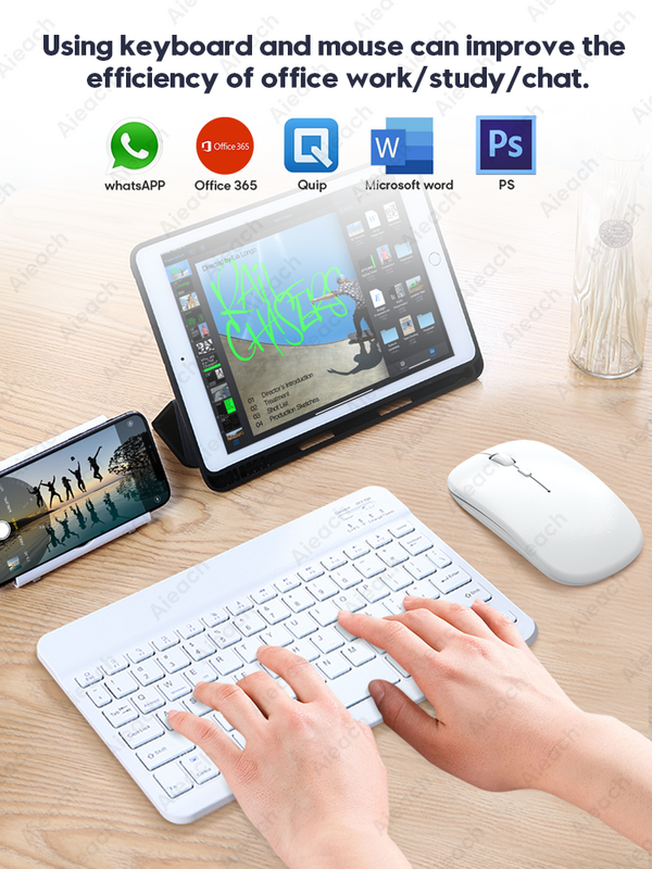 Keyboard Nirkabel Tablet untuk iPad Pro 2020 11 12.9 10.5 Teclado, Mouse Keyboard Yang Kompatibel dengan Bluetooth untuk iPad 8th 7th Air 4 3 2