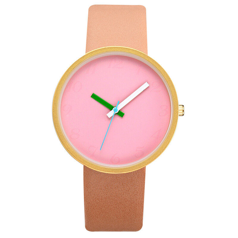 แฟชั่นคู่นาฬิกานาฬิกาลูกอมสีใหม่ Casual บุคลิกภาพหนังควอตซ์นาฬิกาสำหรับคนรัก Multicolor นาฬิกา