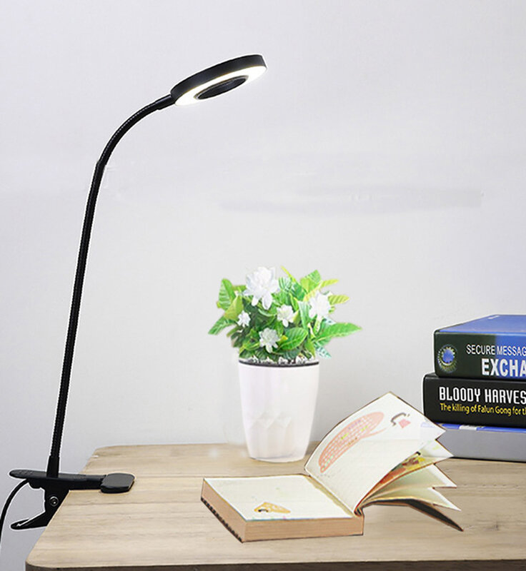 Anern 책 빛 USB Led 재충전 용 클립 온 책상 램프 사무실 침대 옆 일을위한 가동 가능한 밤 독서 빛 램프