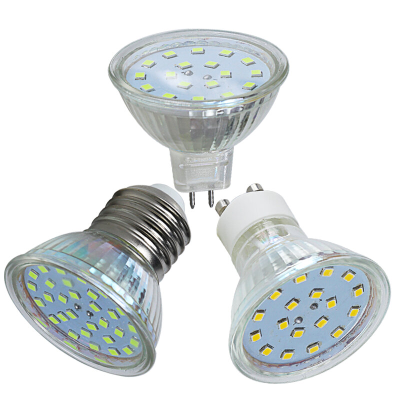 Bombilla-lâmpada led e27, gu10, mr16, 12v, 24v, 36v, 48v, 60v, 110v, 220v, super 3w, 5w, holofote, copo de vidro, teto, iluminação doméstica