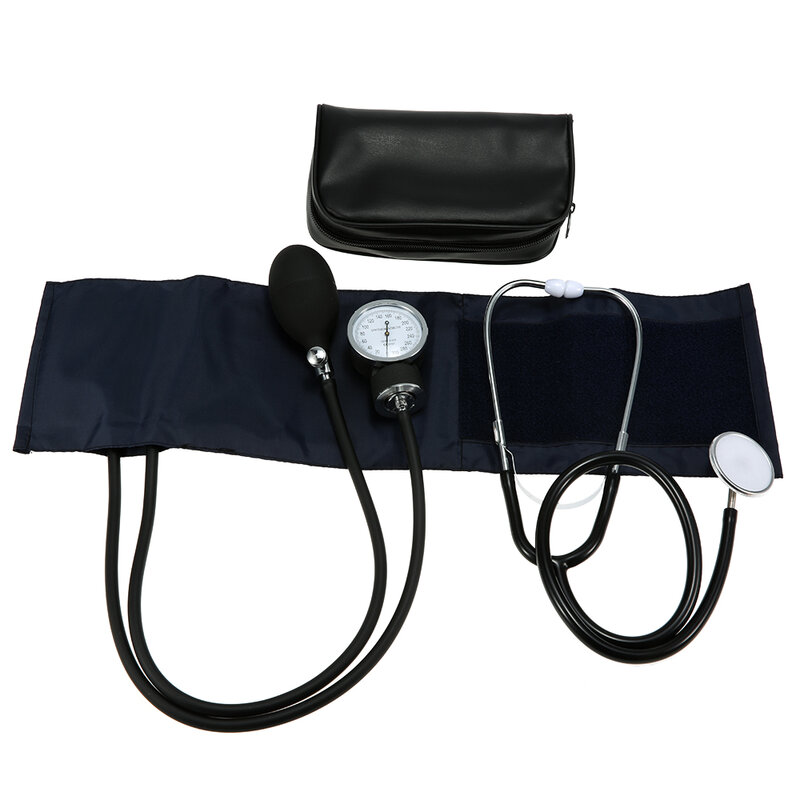 Estetoscópio da pressão arterial do braço superior do jogo do manguito do esfigmomanômetro do aneróide com saco do zíper para cuidados de saúde adultos