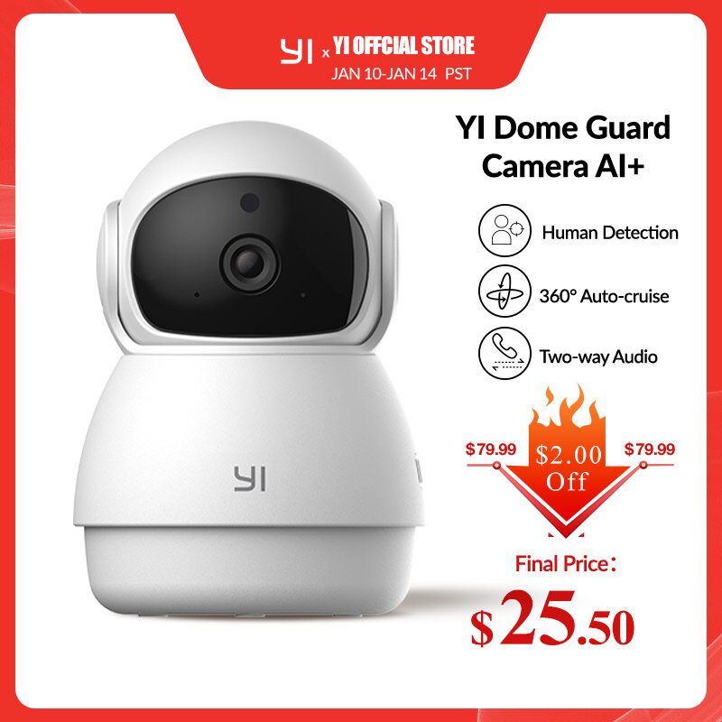 YI Dome Guard 1080p avec Nouvelle Puce Dé Caméras de Surveillance WiFi sans Fil
