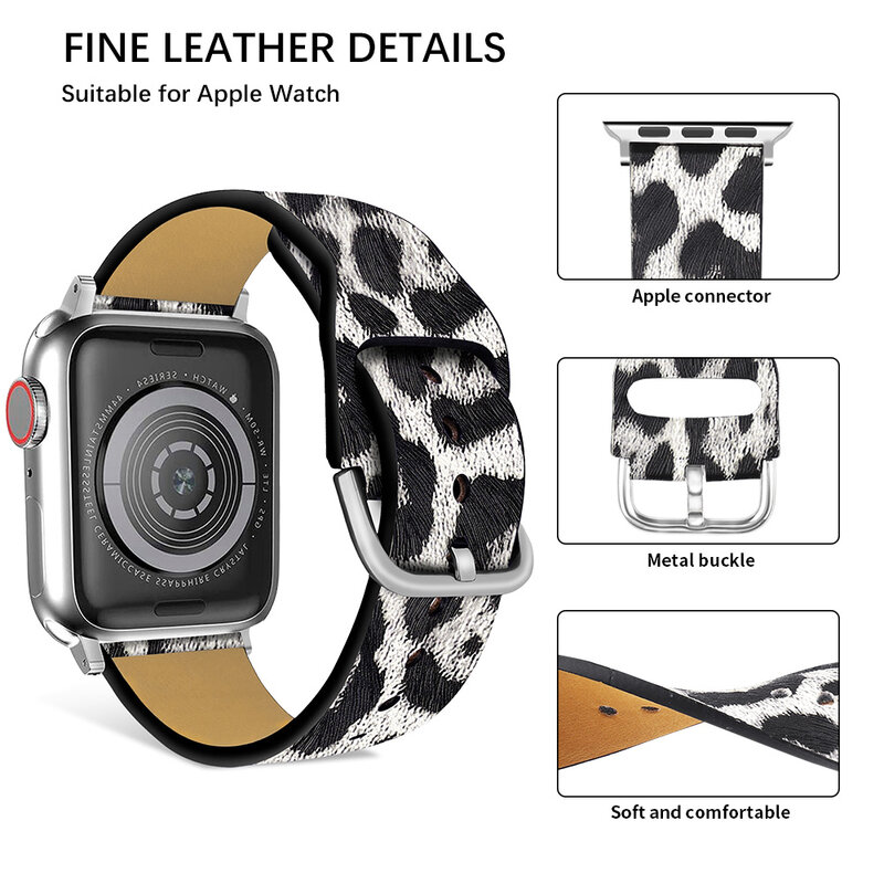 Cinturino con stampa leopardo per iWatch 40mm 44mm cinturino in pelle di alta qualità cinturino Tour per cinturino Apple watch 42mm38mm serie 1234567 SE