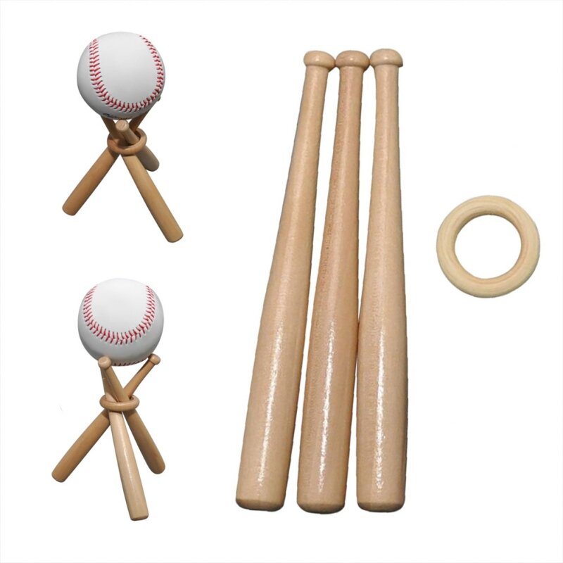 Mini taco de beisebol madeira expositor beisebol golfe tênis armazenamento base titular suporte acessórios beisebol