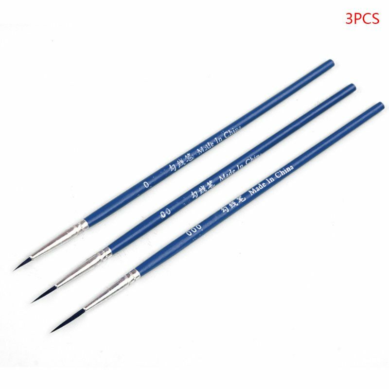 3pcs/Set 0 00 000 Hook Line Pen Professional Fine Tip Drawing Brushes for Acrylic Watercolor Oil Painting