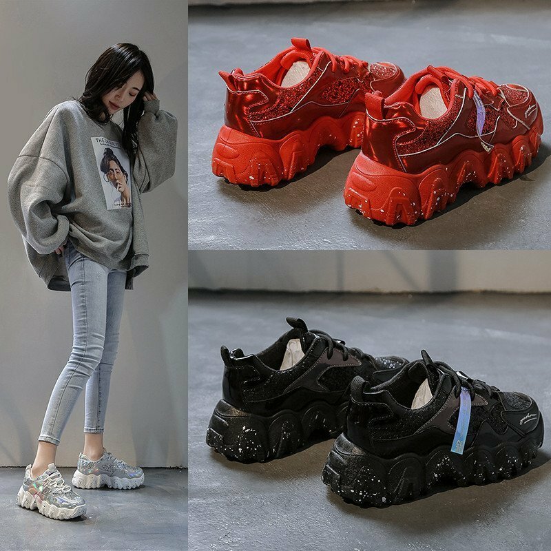 Zapatos informales a la moda para mujer, zapatillas planas con cordones, cómodas zapatillas de plataforma vulcanizadas, novedad de 2021