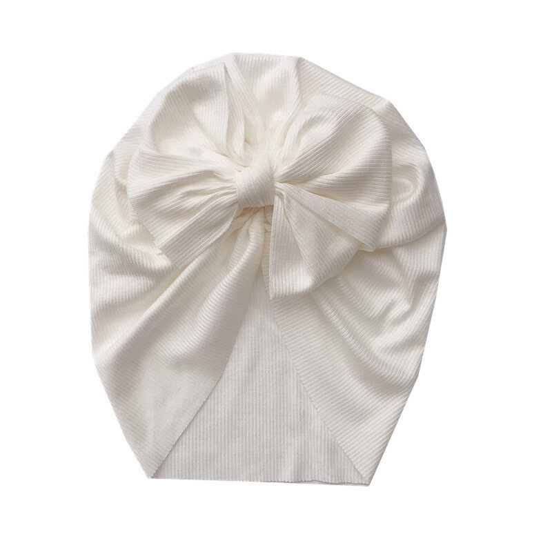 Toddler Baby Unisex Bow Indian Hat Knitted Rib Cotton Turban Knot Cap Solid Headwear Ribbed Bowknot Kid Accessories Cap 1-6years