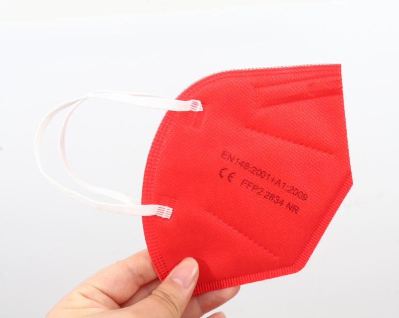 再利用可能な赤い呼吸器kn95,ce ffp2,95% の防塵粒子ろ過を備えた安全フェイスマスク,汚染防止,50個