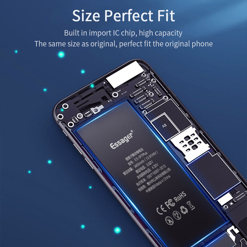 Essager – Batterie pour iPhone, pièce de rechange à haute capacité pour modèle 6, 6S, 5S, 5C, 7, 8 plus, X, Xs Max, Xr et 6plus
