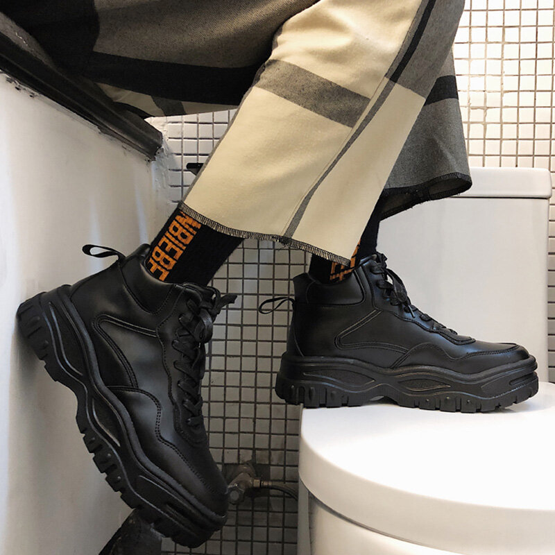 Męskie obuwie męskie Chunky trenerzy Sneaker buty na wysokiej platformie mężczyźni trampki klasyczne marki trampki dla mężczyzn V16-19