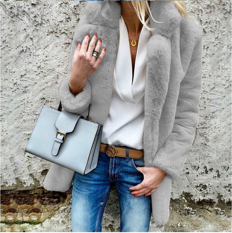 2020 cappotti in pelliccia sintetica da donna inverno solido moda punto aperto capispalla cappotto da giacca soffice spesso caldo a maniche lunghe di lusso femminile