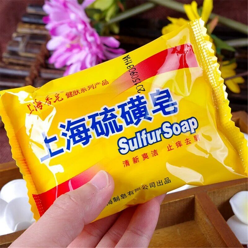 เซี่ยงไฮ้ซัลเฟอร์สบู่น้ำมันควบคุมสิว Blackhead Remover สบู่โรคสะเก็ดเงิน Seborrhea Eczema Anti Fungus Bath Healthy Soap