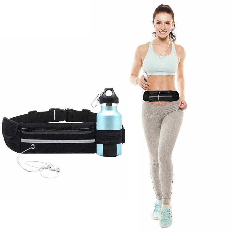 Minirriñonera multifuncional unisex, bolso de viaje para deportes, mochila portátil práctica con USB para cintura, impermeable, con correa para móvil
