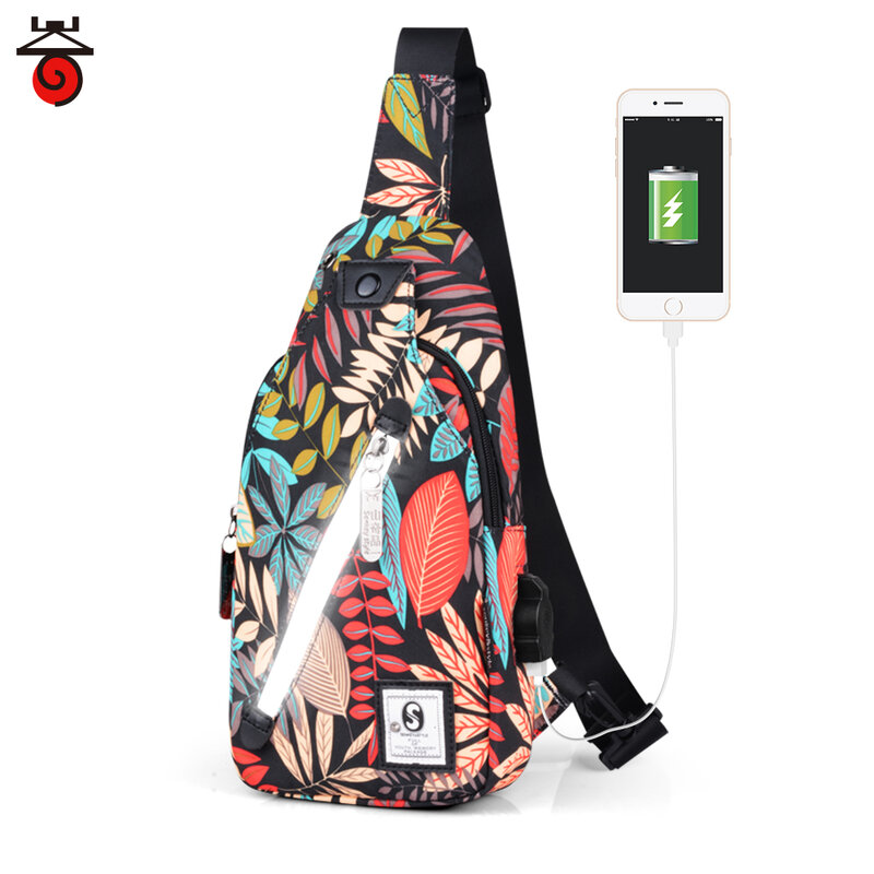 SenkeyStyle المرأة Slingle الكتف حقائب صغيرة عالية الجودة حقيبة صدر للرجال الإناث نزهة حقائب كروسبودي USB شحن مقاوم للماء