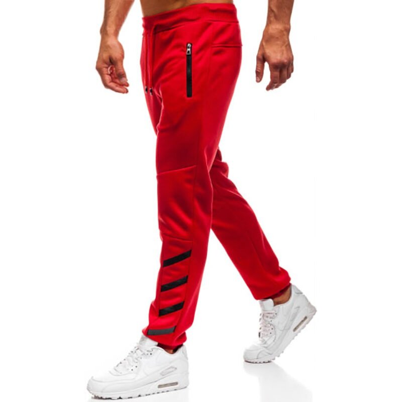 Homme Survêtement Pantalon à rayures Jogging Pantalon De Sport Gym Course Poches Zippées 