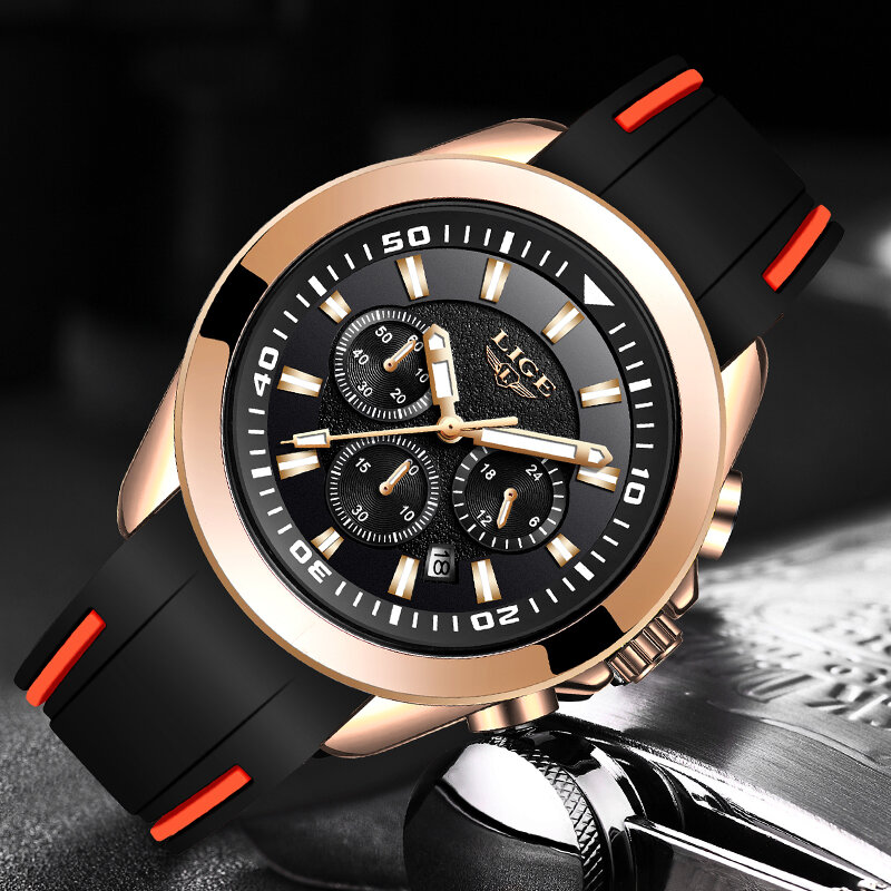 Marca de luxo superior lige relógio masculino alta qualidade esportes cronógrafo quartzo relógios homem presente relógio à prova dwaterproof água relogio masculino
