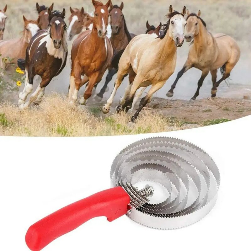 Cepillo de acero dentado para limpiar el sudor, raspador de Metal, agarre cómodo para ganado, caballos, ovejas y mascotas grandes, 1 unidad