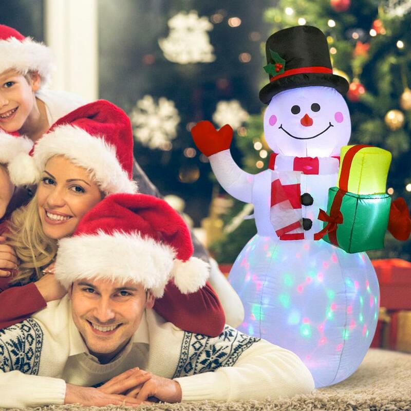 Muñeco de nieve inflable de Navidad, linterna con luz LED luminosa, decoración de interior y exterior, decoraciones de Navidad para fiesta en casa, 1,5 m