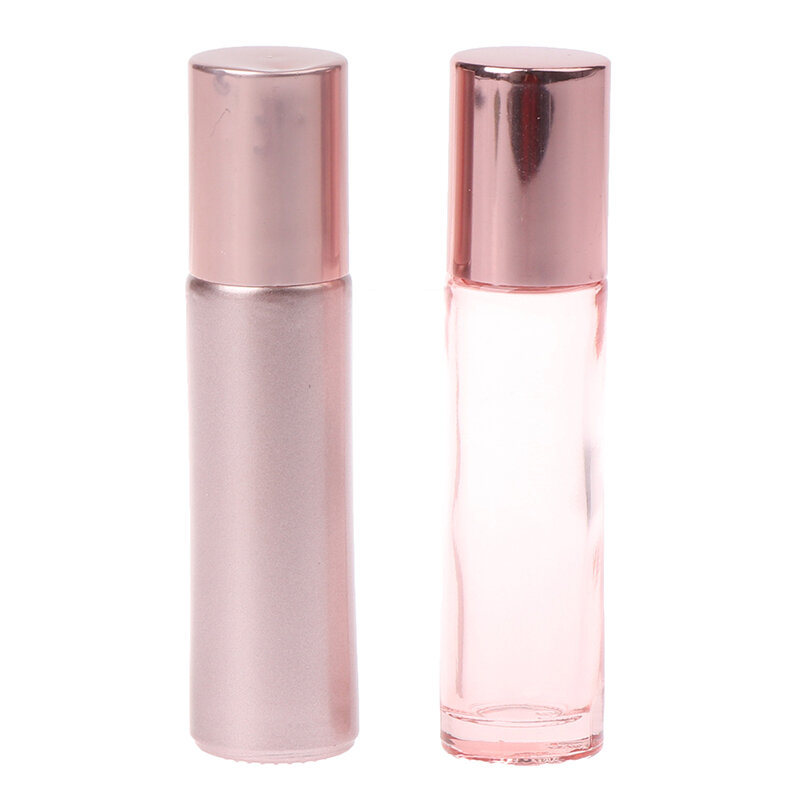 50 pces 10ml cor-de-rosa rolo de vidro grosso no óleo essencial para a garrafa vazia da bola do rolo da garrafa do perfume de doterra para o frasco pequeno do curso