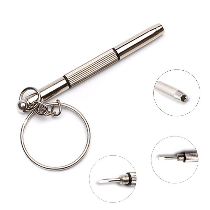Fashion 3 in1 glasses screwdriver hand tools 3 in1 glasses screwdriver sunglass watch repair kit with keychain