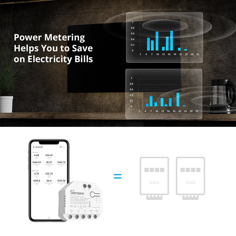 SONOFF DUAL R3 DIY Wireless Wifi Mini Smart Switch 2 vie misurazione della potenza 3 modello Timer supporto eWeLink APP Alexa Google Home Siri