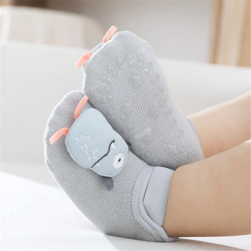 Мультяшные детские носки, Нескользящие хлопковые мягкие Дышащие Короткие осенние носки для новорожденных