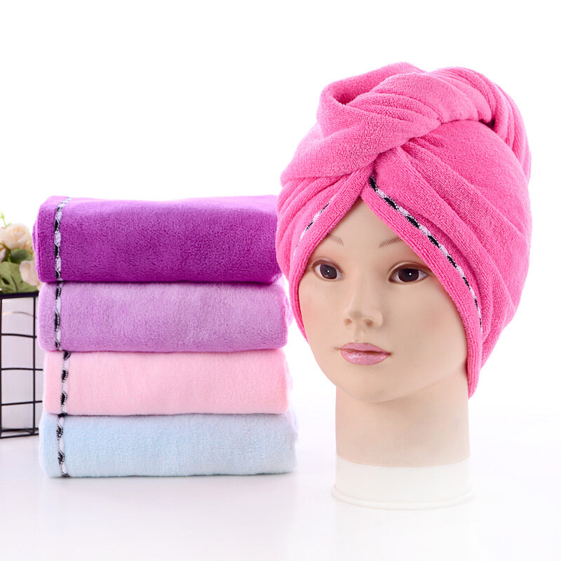 1 Pcs Magic Microfiber Bathing Quick Dry Hair Cap Turban Wrap Towel Hat Bathroom Cute Long Hair Hair-drying Shower Caps