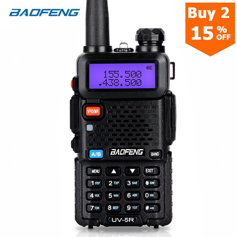 BaoFeng-Walkie talkie UV-5R, versión mejorada, radio bidireccional, 128 canales, 5W, VHF, UHF, 136-174Mhz y 400-520Mhz