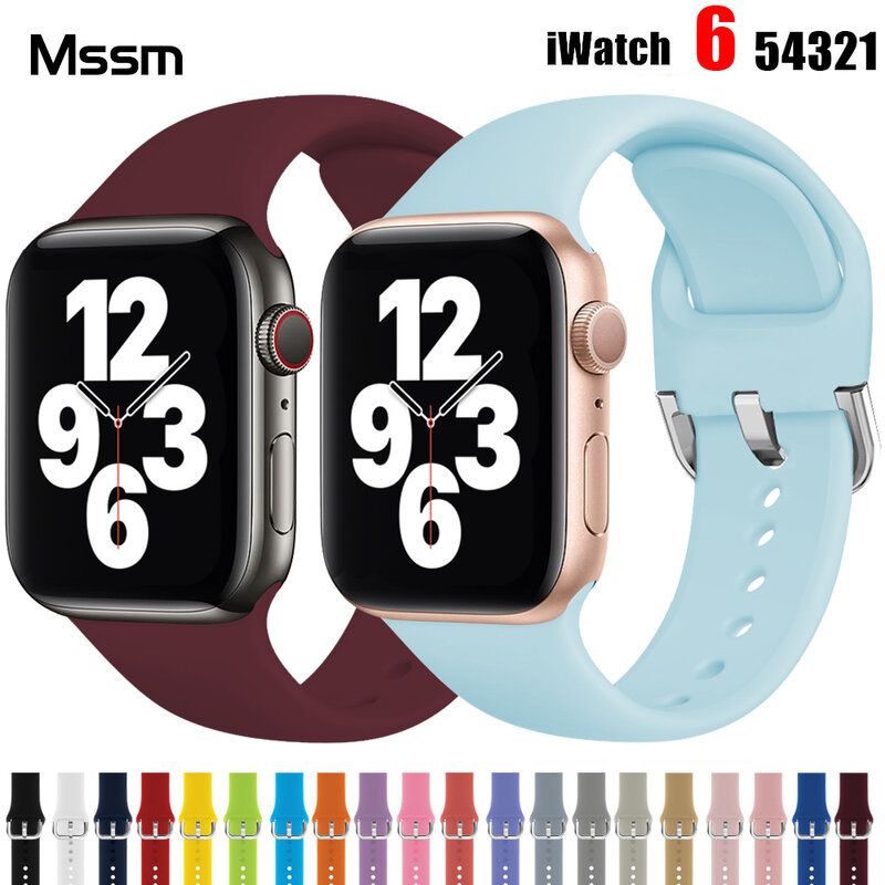 Soft Silicone Sport Band For apple Watch Series se234567 38mm 40mm 42mm 44mm 41mm 45mm watchband Wrist Bracelet Strap For iWatch