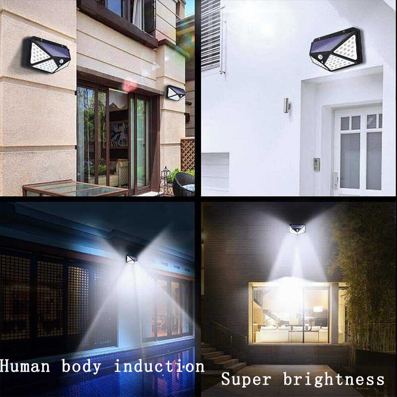 Luz LED solar de pared recargable, luz con sensor de cuerpo humano para jardín, garaje y exteriores
