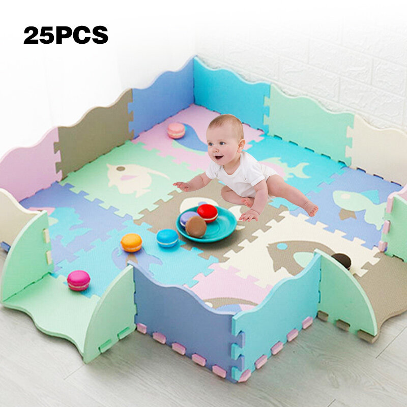 EVA Foam Play Mat With Fence Baby Puzzle Jigsaw Floor Developing Mats Thicken Carpet Pad Toys For Kids Educational Activity Pad