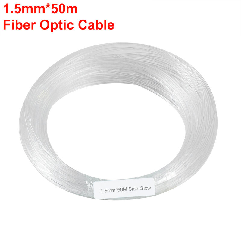 50M 1.5mm Diameter  PMMA Side Glow Optical Fiber Cable  Car Optic Cable Ceiling Lighting Lights Bright Party Light Decoration