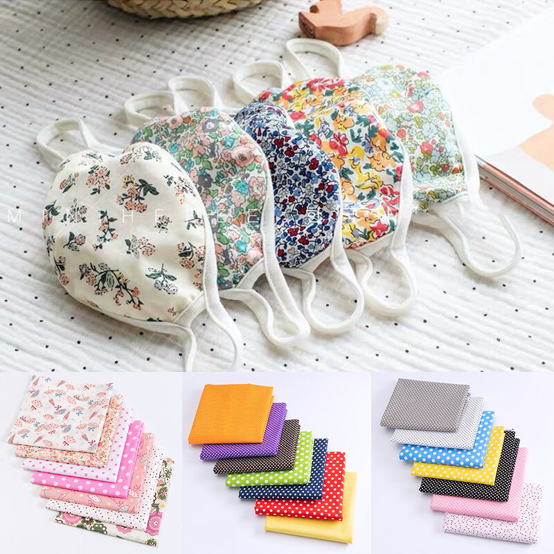 Mixed Color 7 Sets Of 25*24CM Plain Weave Cotton With Small Floral Handmade DIY Cotton Patchwork Embroidery Material