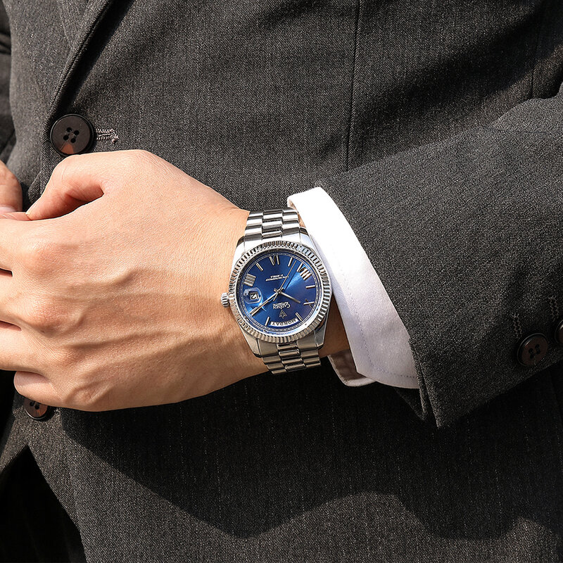 2021 nova cadisen day-date masculino relógios mecânicos marca superior luxo relógio automático de aço inoxidável à prova dloágua reloj hombre