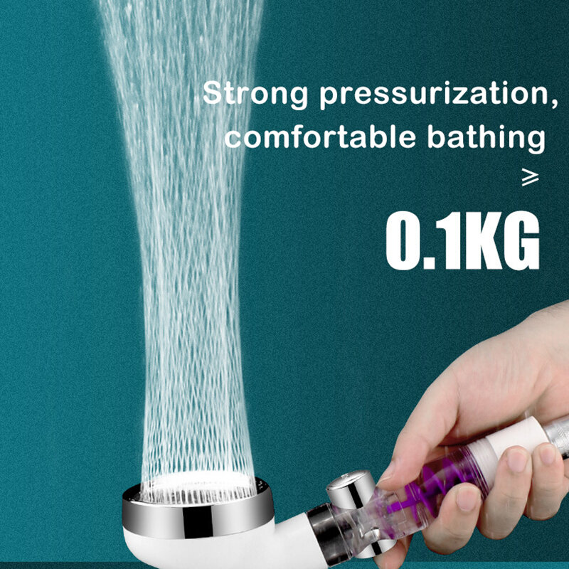 Hand Power Shower Head Water Saving Eco Shower Turbocharger High Pressure Turbospa Shower Head with Filter Bathroom Accessory