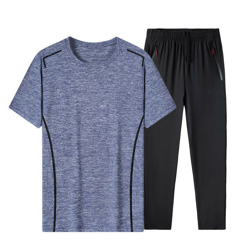 男性トラックスーツ新夏のランニングセット2個tシャツ + パンツ男性カジュアルスーツ速乾スポーツウェア服アジアサイズ
