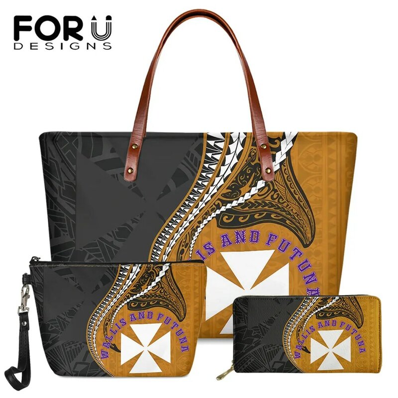FORUDESIGNS-Bolso de hombro suave para mujer, pochette de Pu con patrón Gen Wallis y Futuna kalaloa, a la moda, 2021