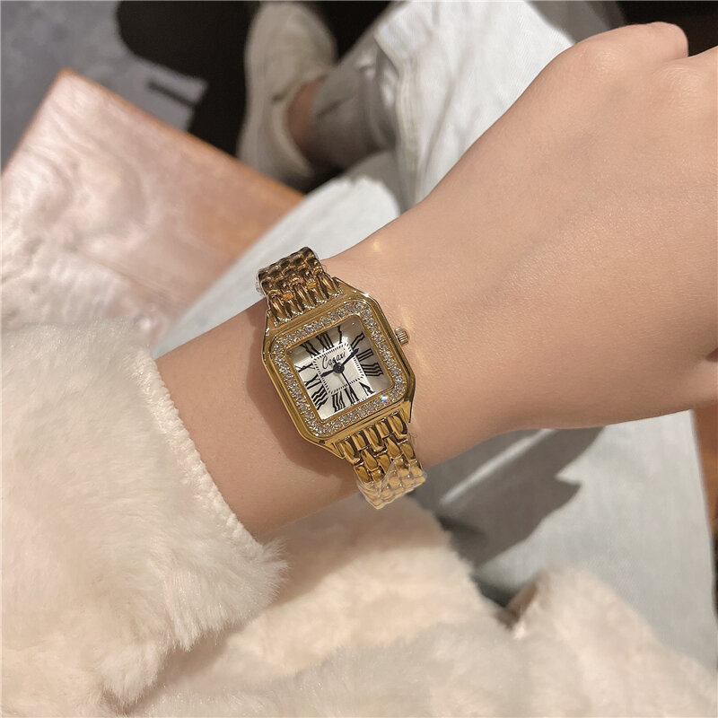2021 famosa marca feminina relógios de quartzo moda diamante relógio de pulso feminino ouro para senhoras relógio quadrado reloj mujer