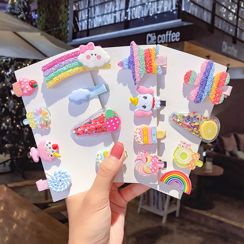 6 pz/set Cartoon bambini accessori per capelli belli forcine regalo per ragazze bambini barrette dolci caramelle arcobaleno clip di capelli fascia