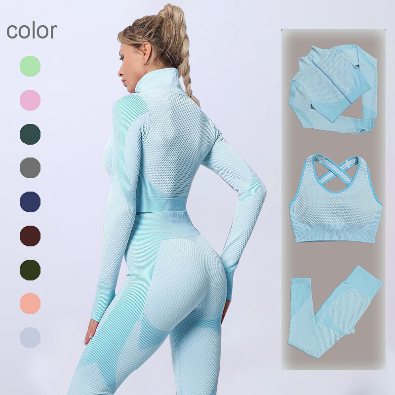 fitness set women Seamless Yoga Set Workout gym clothing fitness for outfit leggings bras shorts top Long sleeve Sportswear Suit