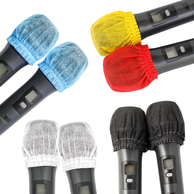 Housse de Microphone Non tissée jetable, 100 paires, protection contre le vent amovible, coussinet de capuchon de micro pour fournitures de karaoké KTV