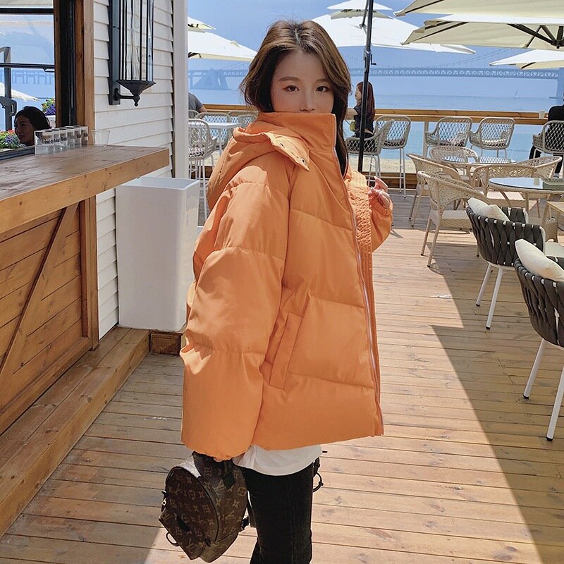 Женская Стеганая куртка с воротником-стойкой, свободная стеганая куртка из хлопка, короткое пальто для студентов, зима 2021