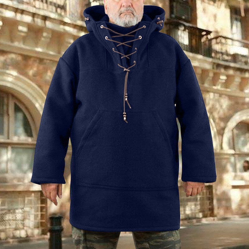 Manteau à capuche mi-long pour homme, épais et chaud, décontracté, en laine, coupe-vent, hiver