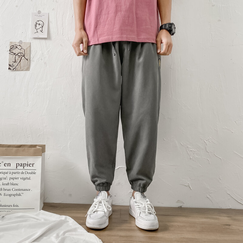 Pantalon Cargo décontracté quatre saisons pour hommes, nouveau, coréen, avec cordon de serrage, lettre imprimée, Chic, mode Streetwear, pantalon crayon ample, 2021