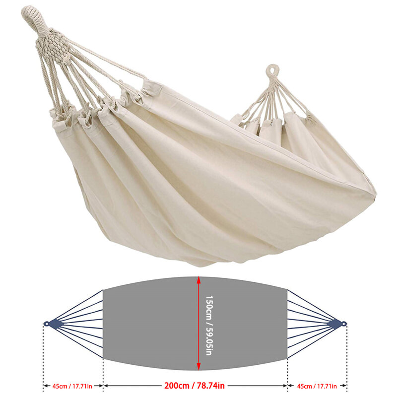 Outdoor Double Dropshipping Hammock Rollover Prevention Camping Canvas Fabric  Hammock Hanging Hammock Patio Bed Travel Hiking