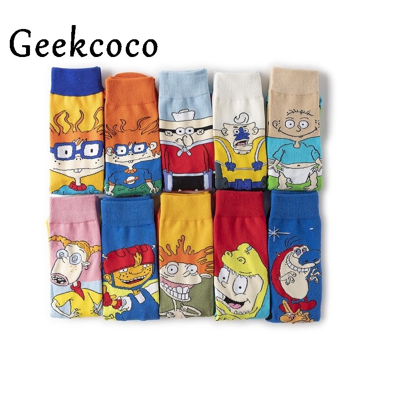 10pair/lot J1302 Classcial Cartoon Cute Print Socks Fashion Funny Novelty Men Women Sock Comfort Colorful Cotton Long Socks